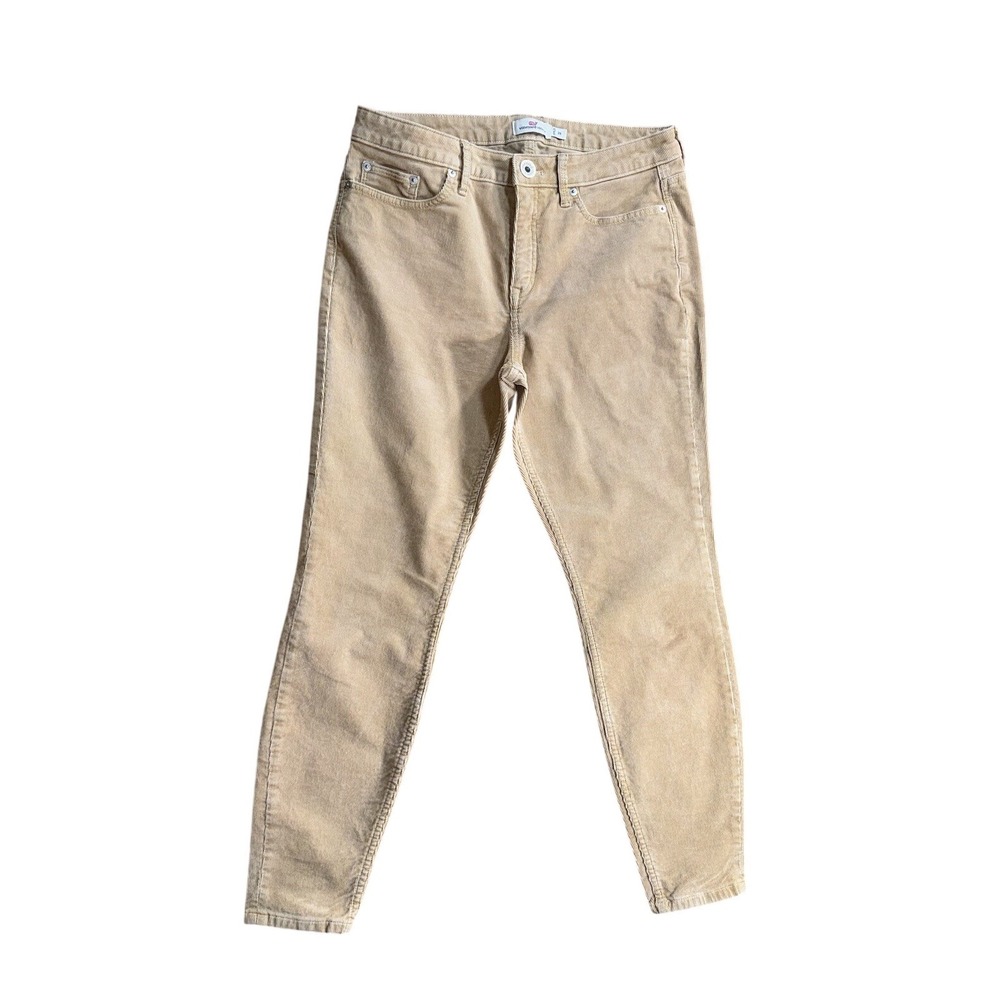 Vineyard Vines Womens High Rise Skinny Corduroy Pants Tan Khaki Size 28 RN134578